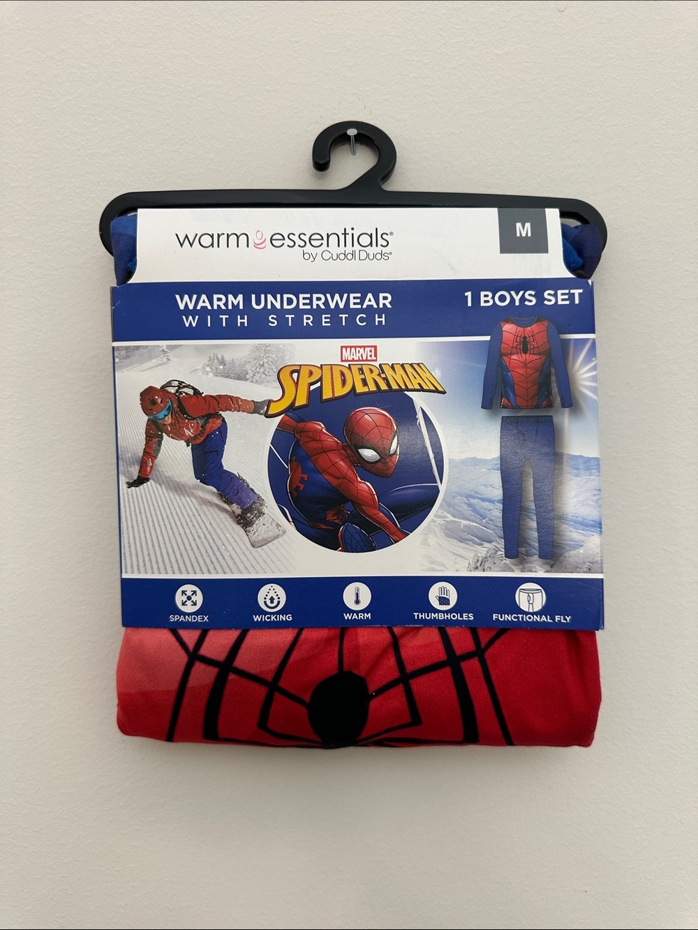 Marvel Spider-Man Red Boys Thermal Set - Warm Essentials Youth Medium 8-10